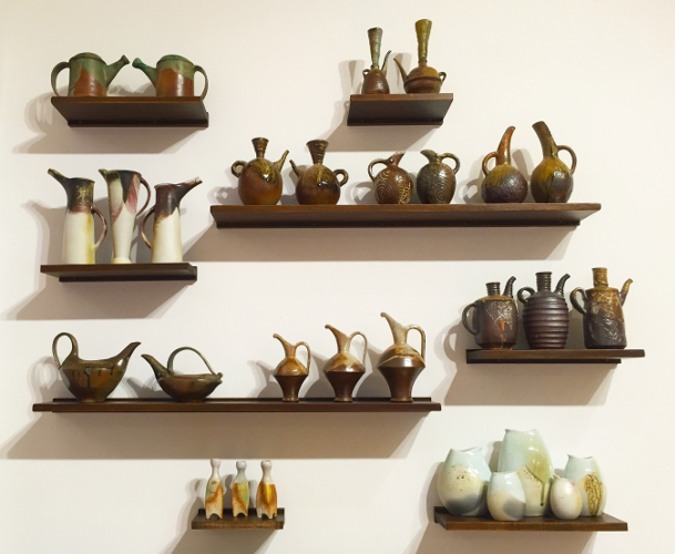 Pots on wall